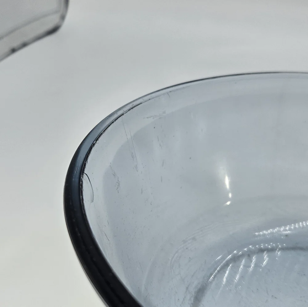 Pyrex Fireside Smoked Glass Mixing Bowl 8 Inch Vintage 322 2L Tab Handle Gray